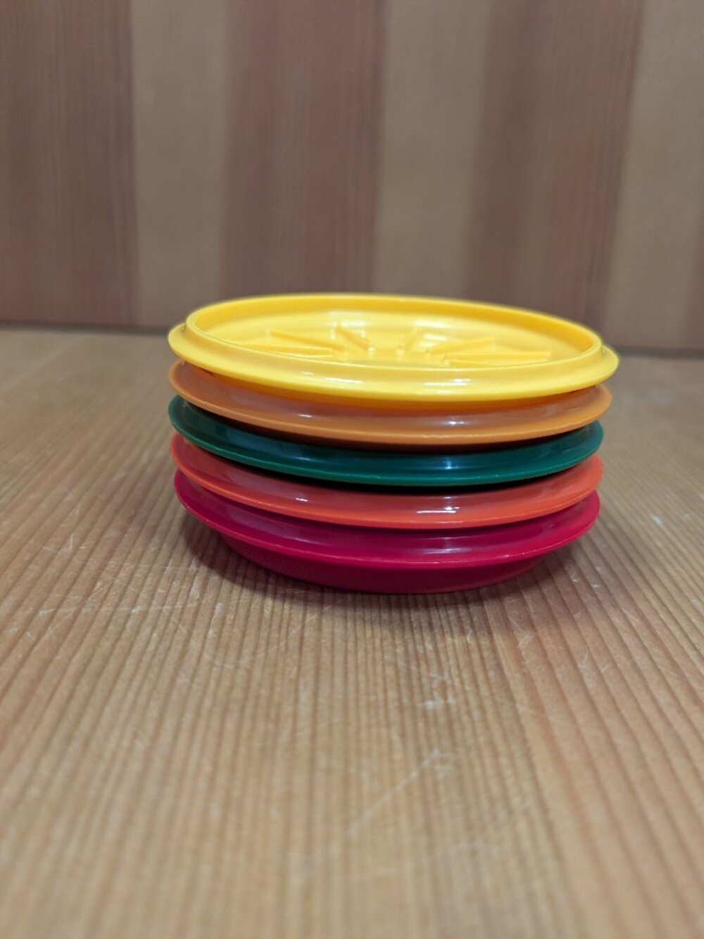 Lot of 5 Tupperware 1313 Coasters / Lids (for 1312 Cups / Mugs) LIDS ONLY - EUC